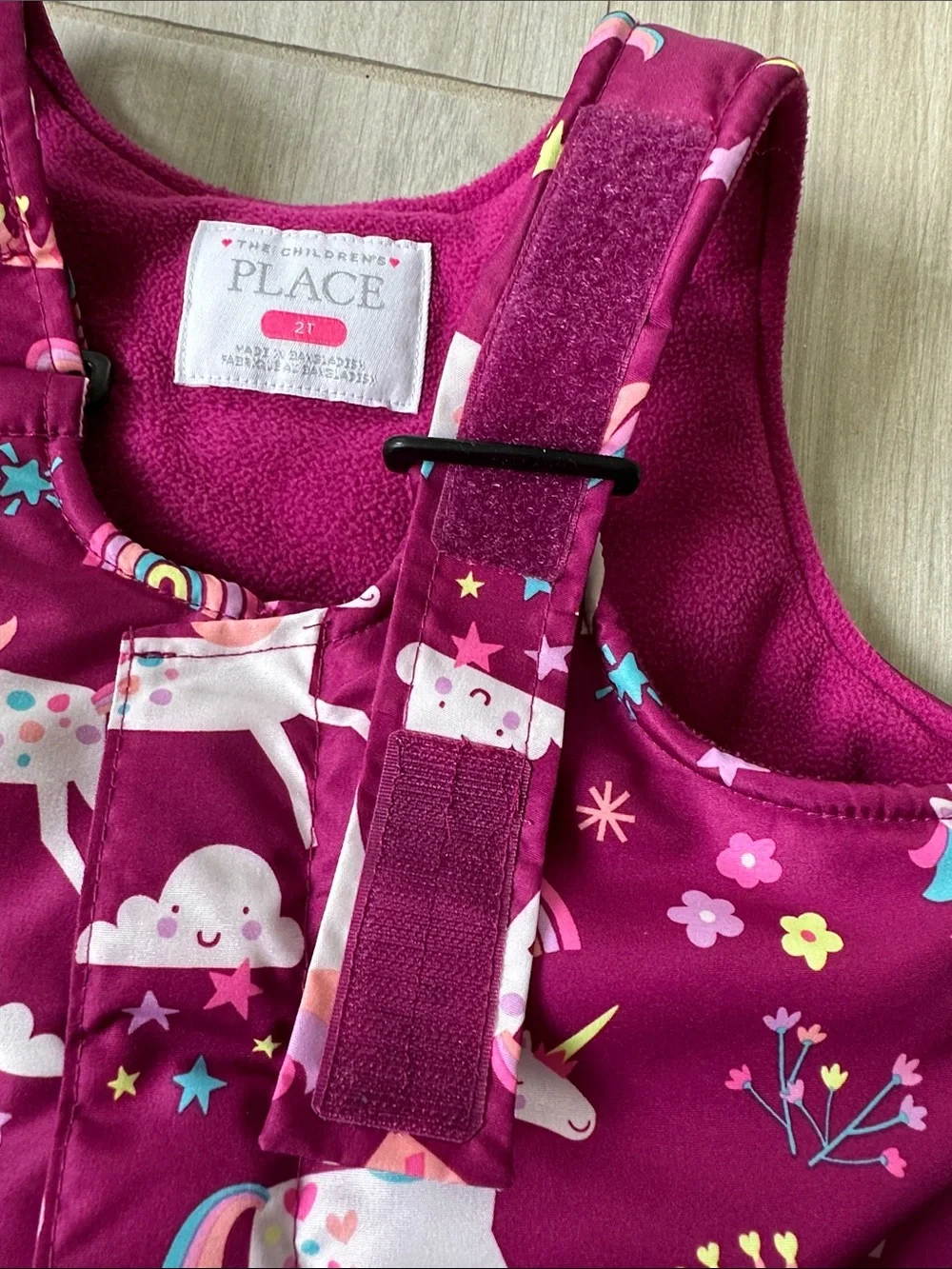 The Children's Place Toddler Girls Unicorn Snow Pants/ Overalls/Bibs - Burgundy